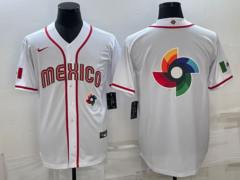 Men 2023 World Cub Mexico Blank White Nike MLB Jersey1